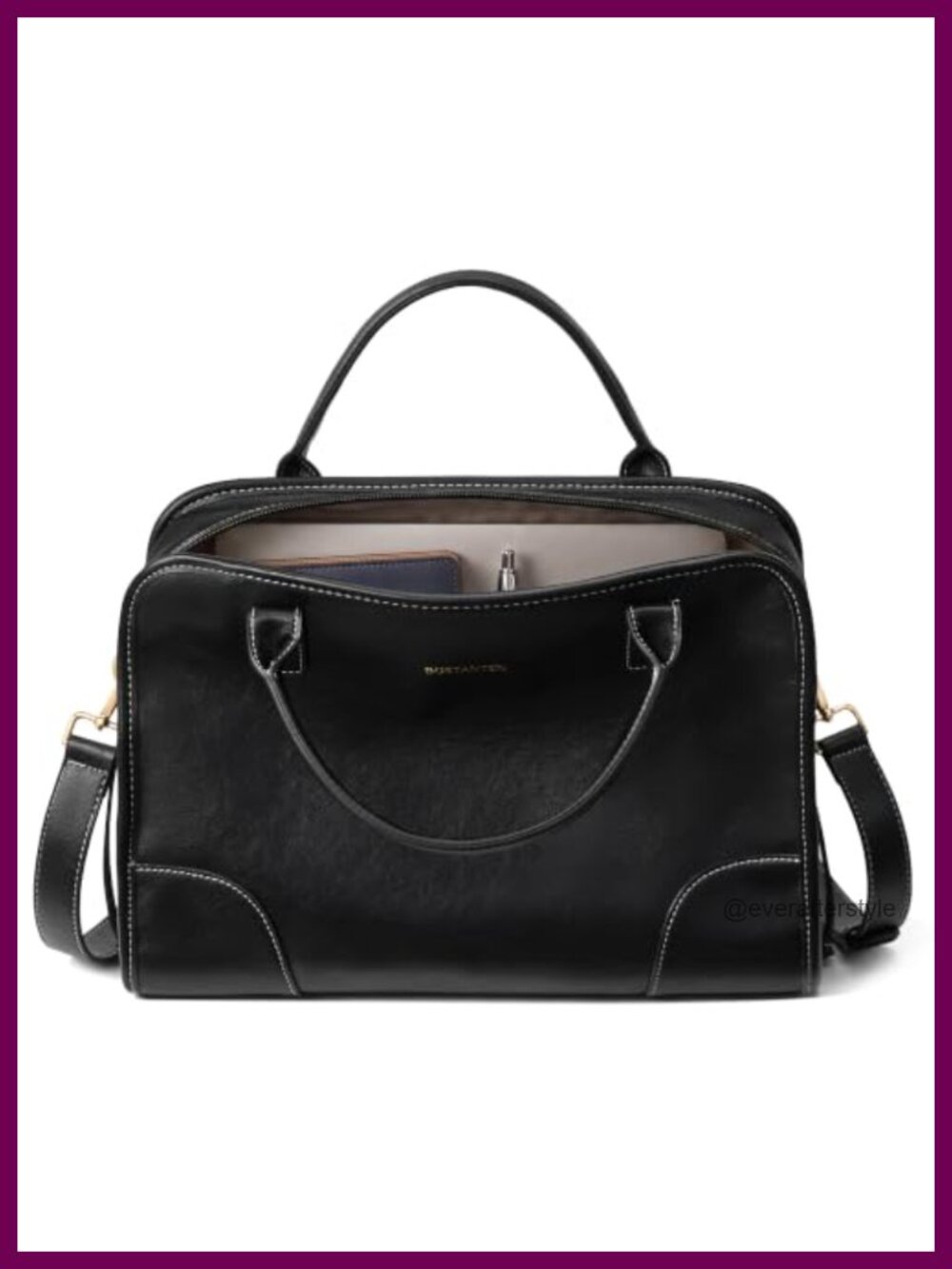 Structured Satchel Handbag with Top Handles Faux Leather
